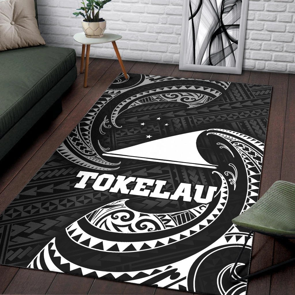 Tokelau Polynesian Area Rug - White Tribal Wave - Polynesian Pride