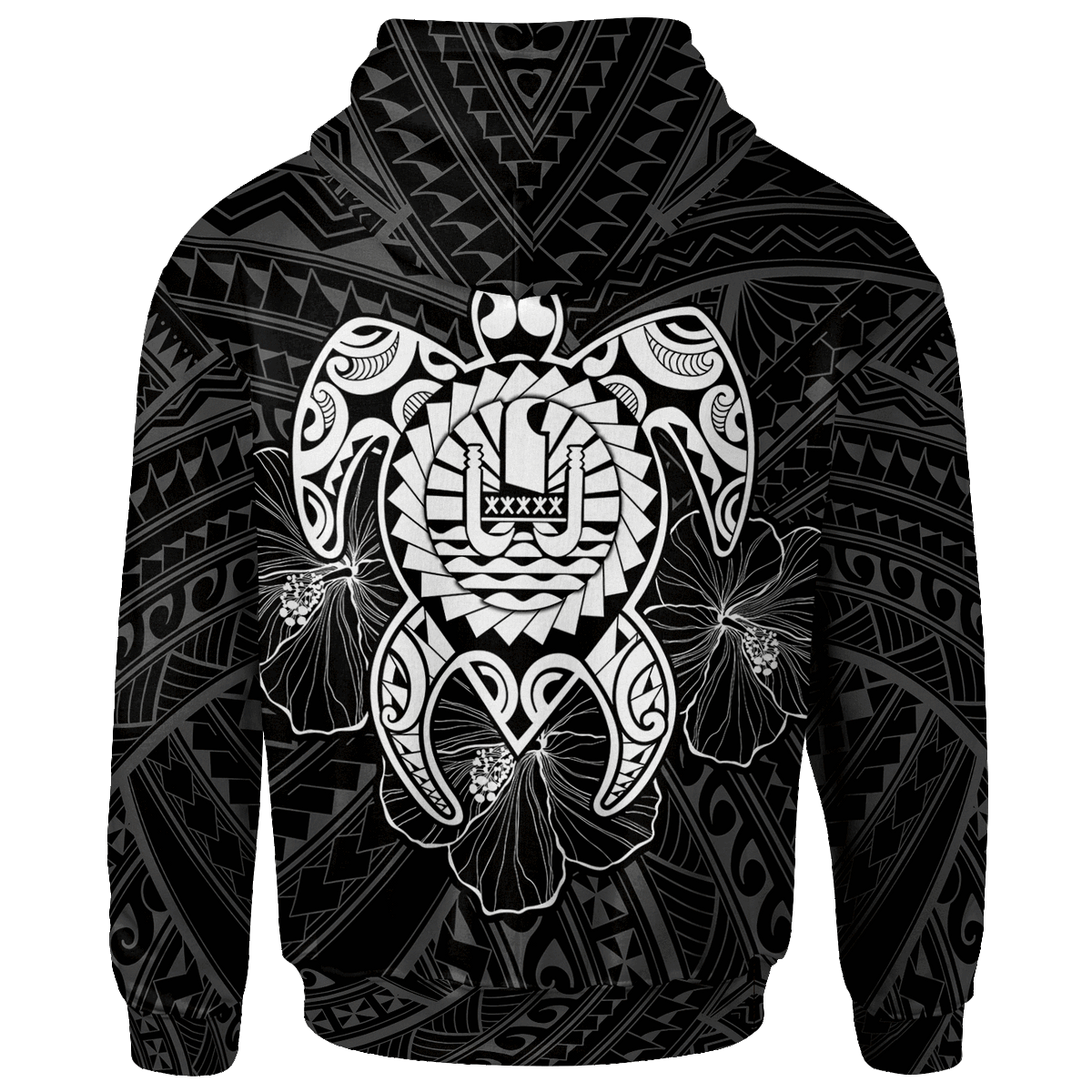 Tahiti Polynesian Zip up Hoodie Vintage Polynesian Turtle (White) - Polynesian Pride