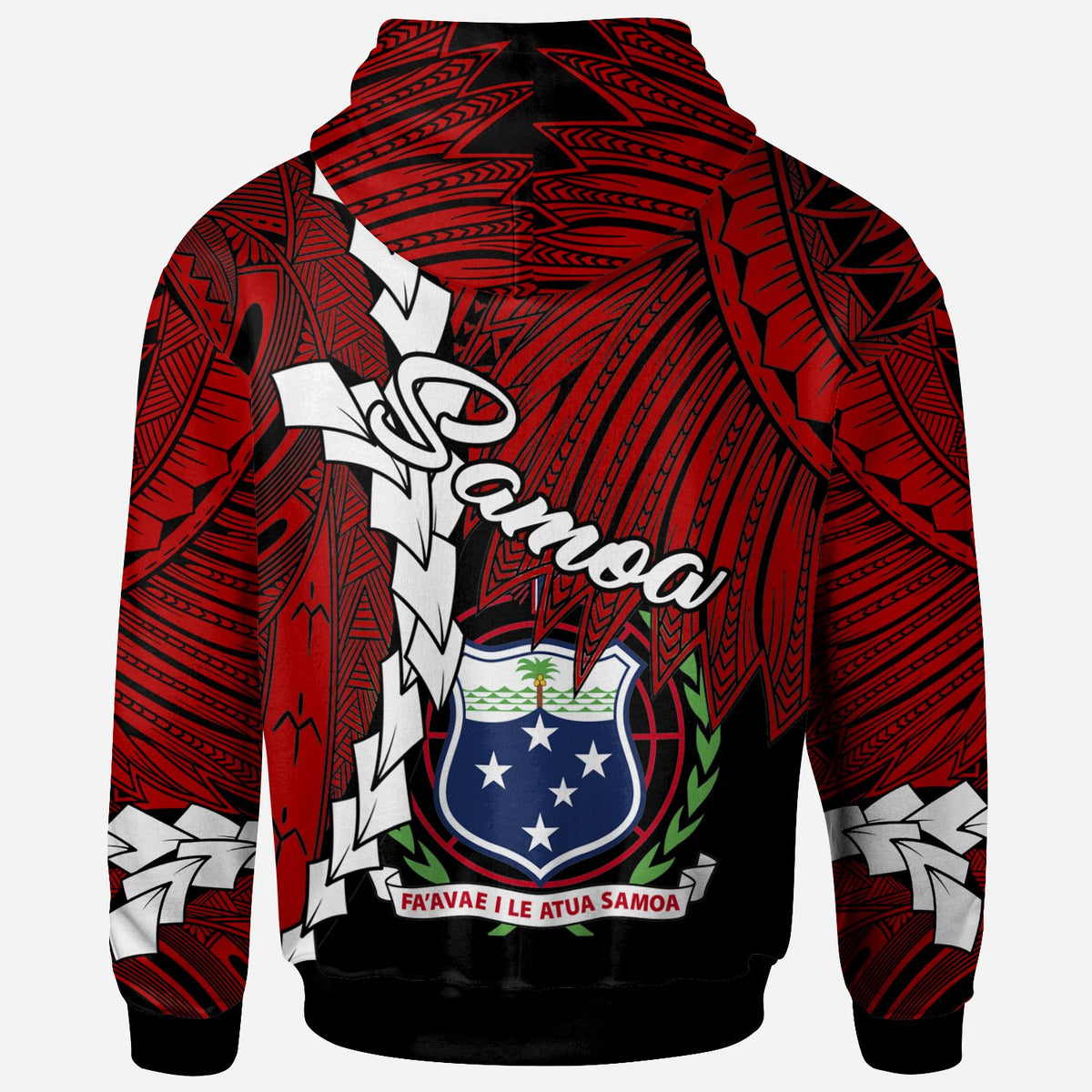 Samoa Polynesian Zip up Hoodie Tribal Wave Tattoo Flag Color - Polynesian Pride