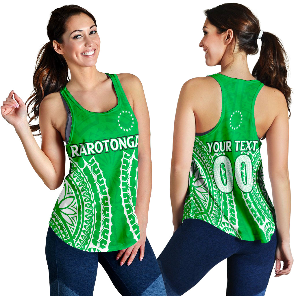 (Custom Personalised) Cook Islands Rarotonga Women Tank Top - Tribal Pattern - LT12 Green - Polynesian Pride