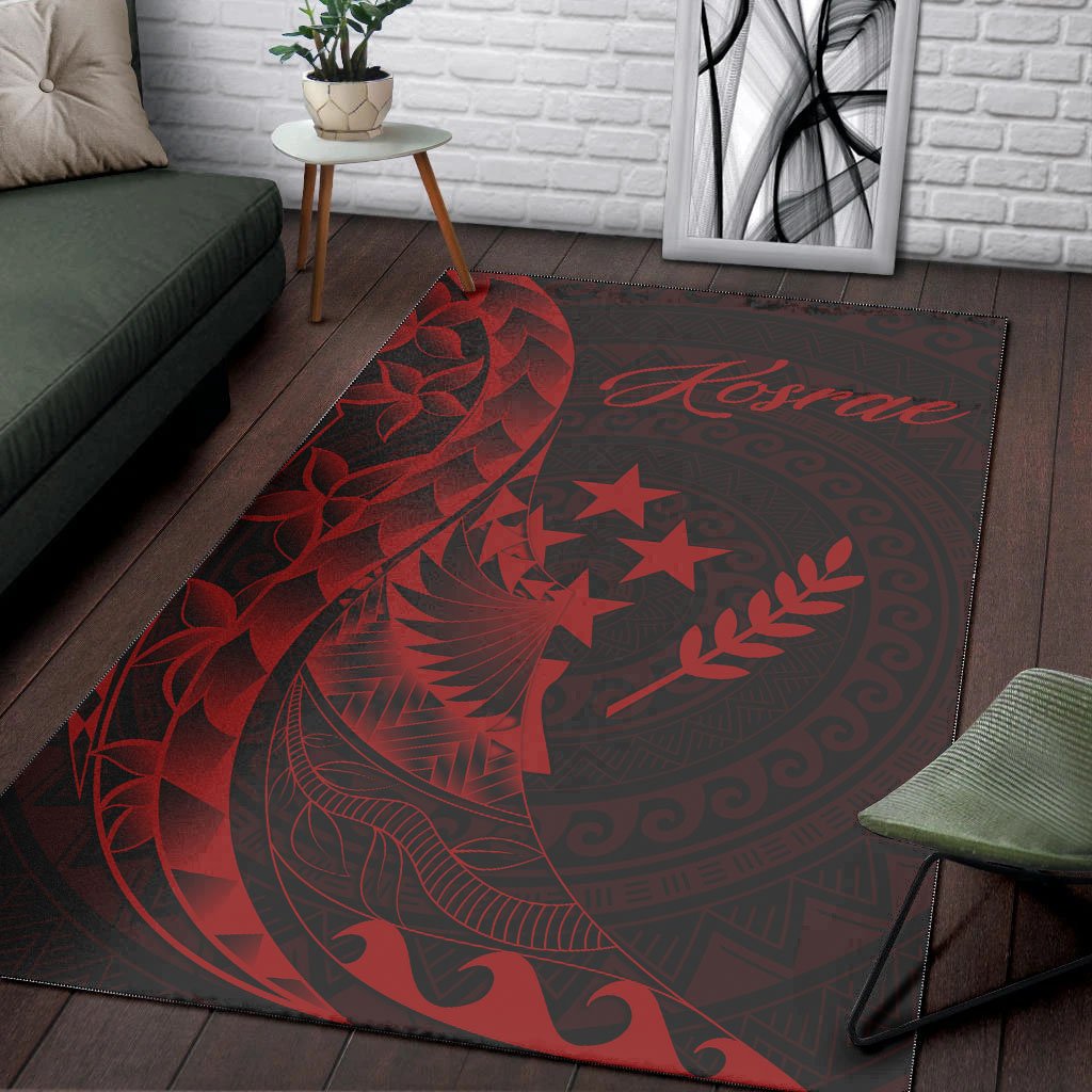 Kosrae Area Rug - Polynesian Pattern Style Red Color - Polynesian Pride