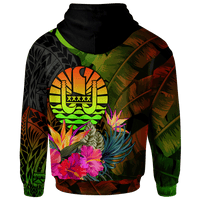 Tahiti Polynesian Hoodie Hibiscus and Banana Leaves - Polynesian Pride