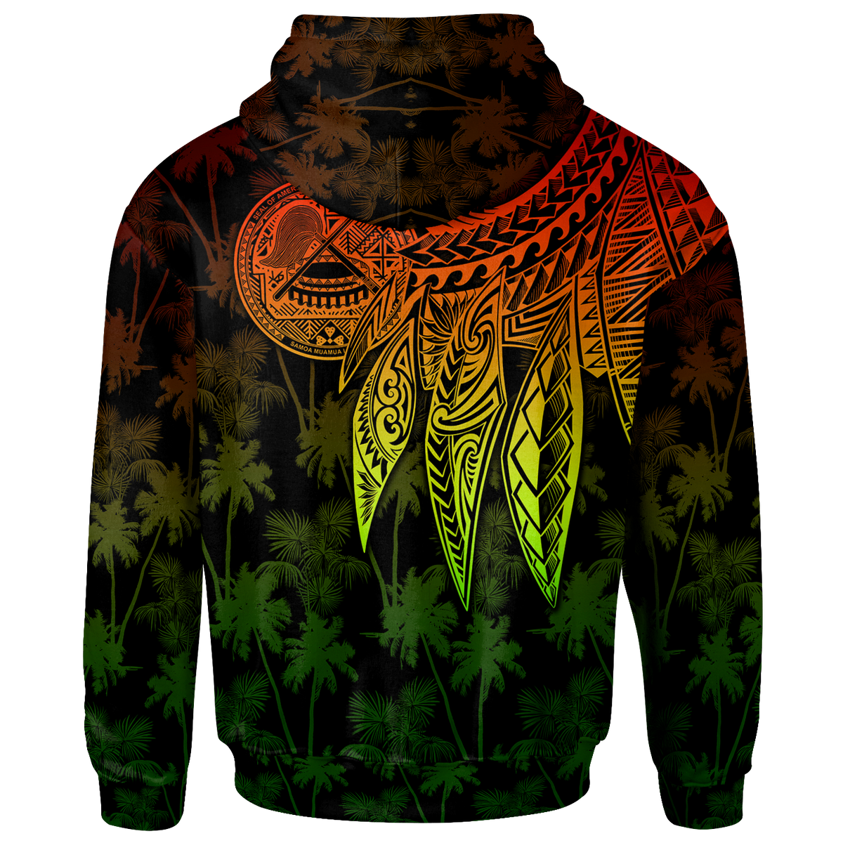 American Samoa Zip up Hoodie Polynesian Wings (Reggae) - Polynesian Pride