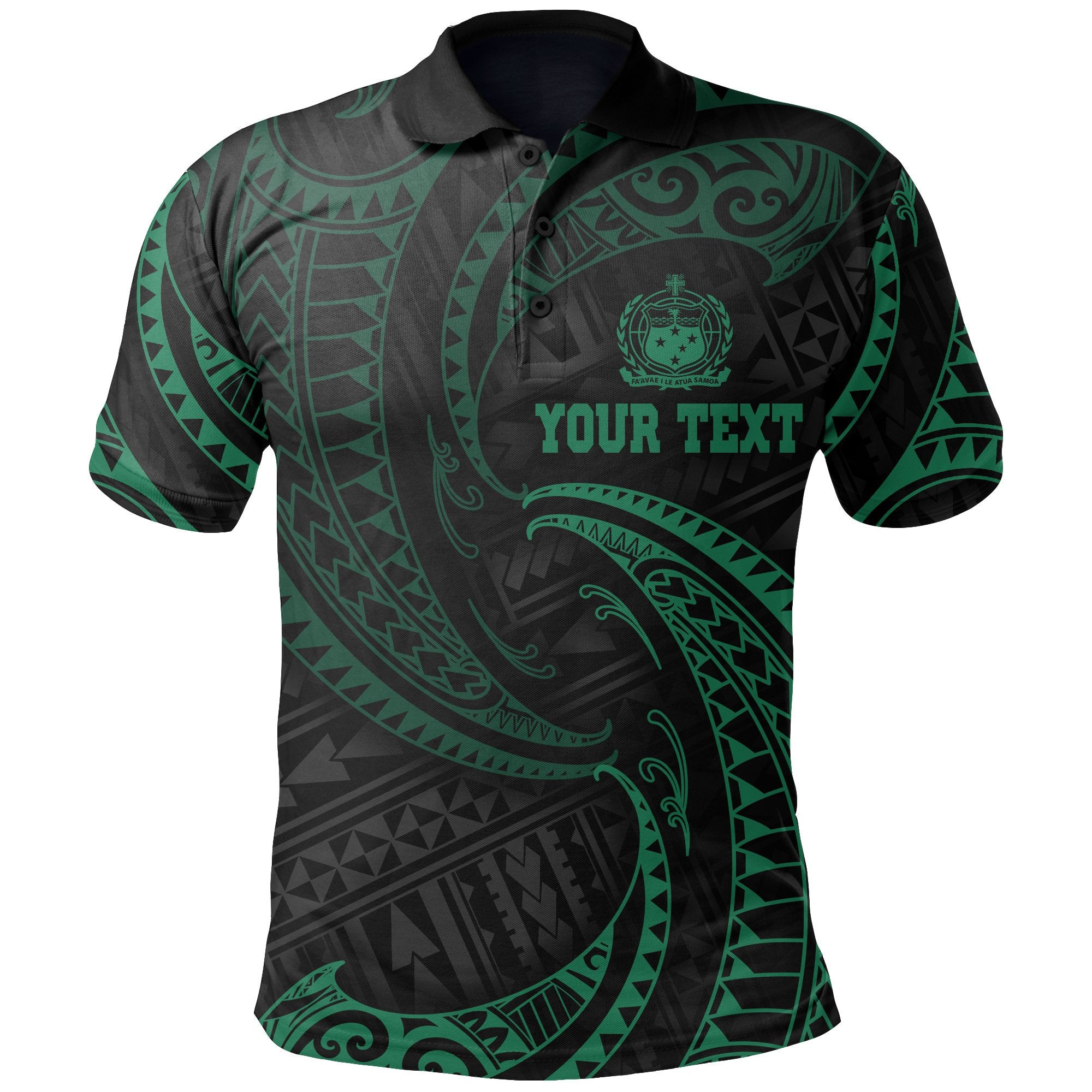 Samoa Polynesian Custom Polo Shirt Green Tribal Wave Unisex Green - Polynesian Pride