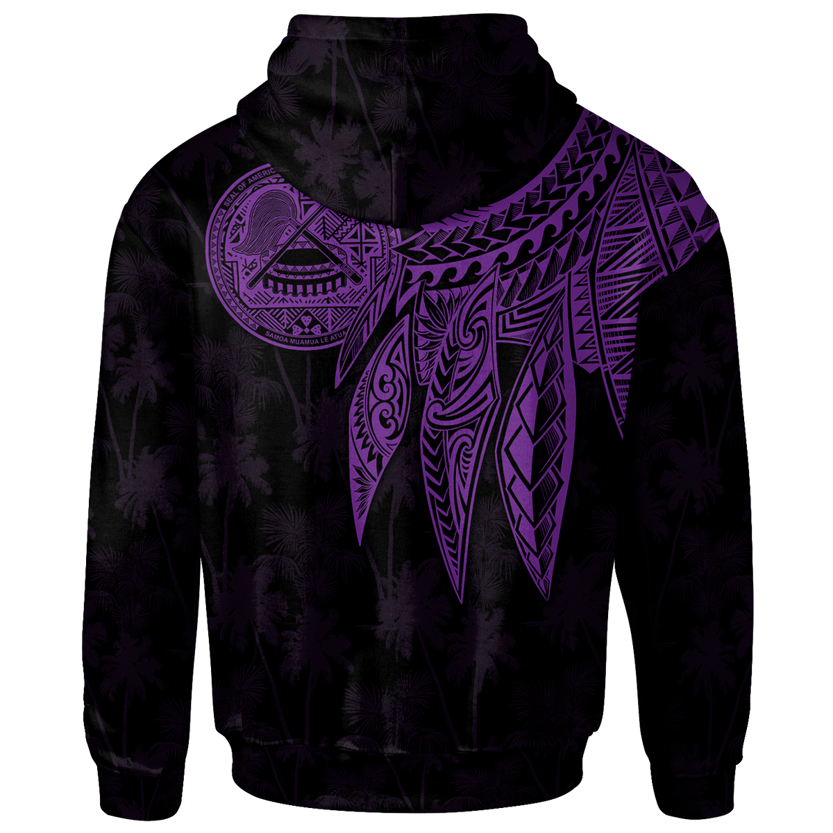 American Samoa Custom Hoodie Polynesian Wings (Purple) - Polynesian Pride