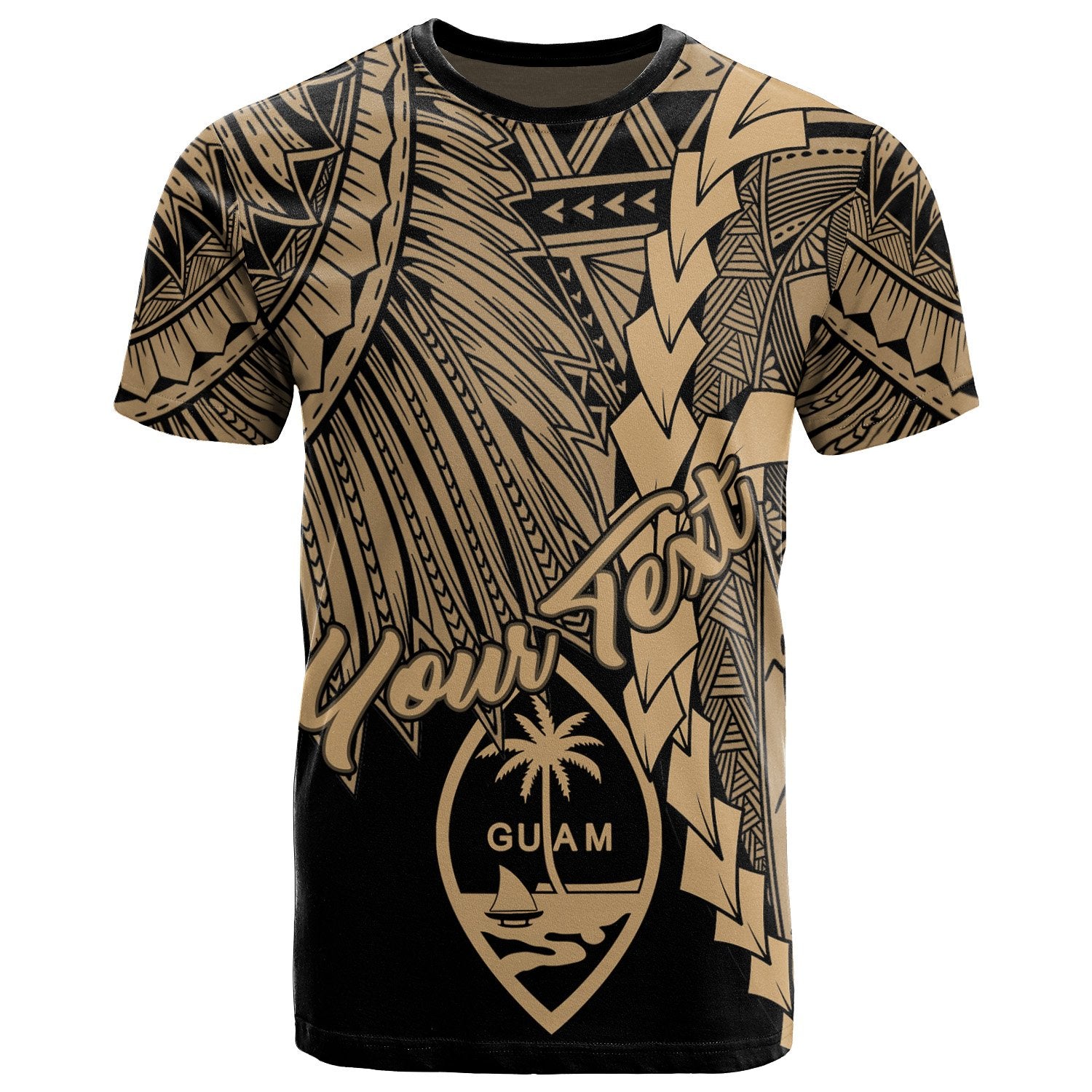Guam Polynesian Custom T Shirt Tribal Wave Tattoo Gold Unisex Gold - Polynesian Pride