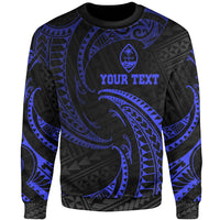 Guam Polynesian Custom Personalised Sweater - Blue Tribal Wave Unisex Blue - Polynesian Pride