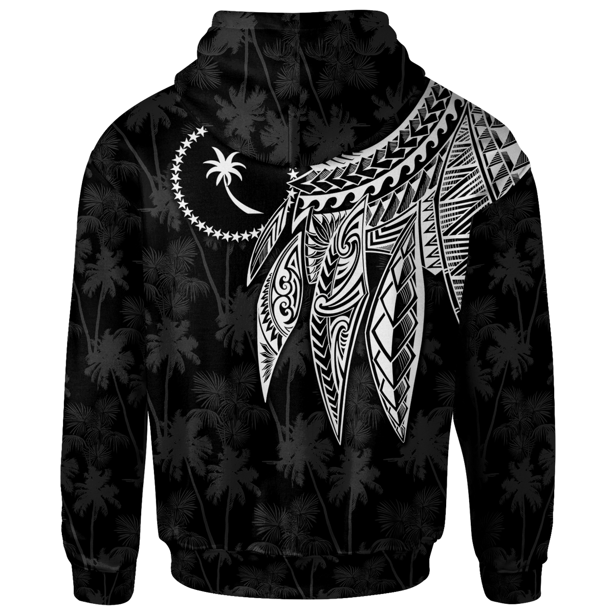 Chuuk Zip up Hoodie Polynesian Wings (White) - Polynesian Pride