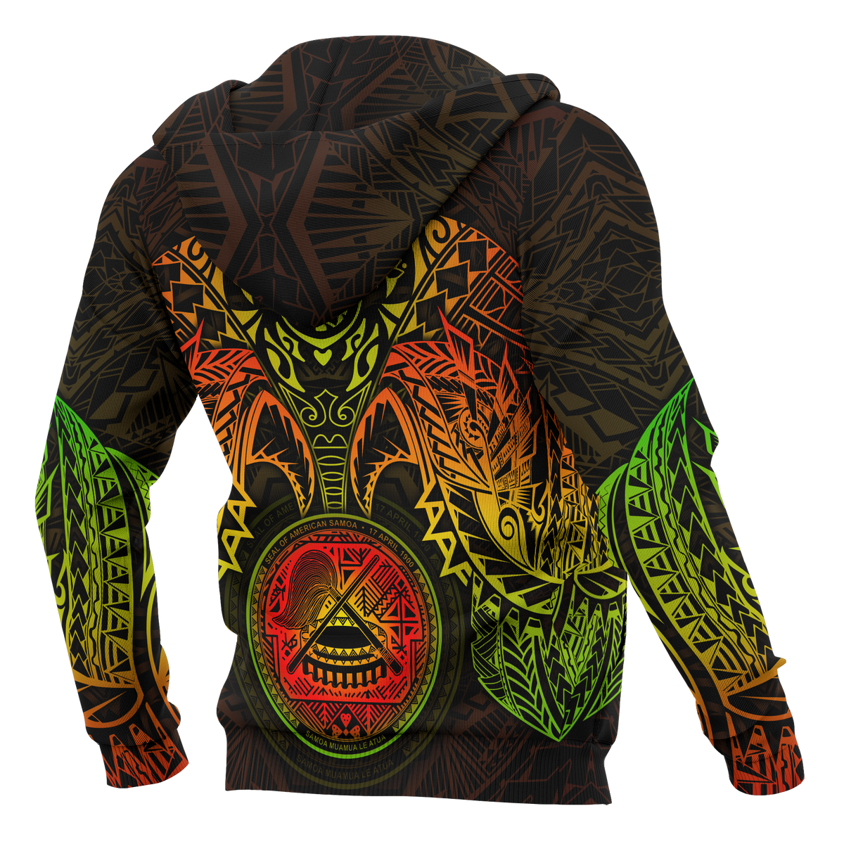 American Samoa Polynesian Hoodie Reggae Turtle Manta Ray - Polynesian Pride