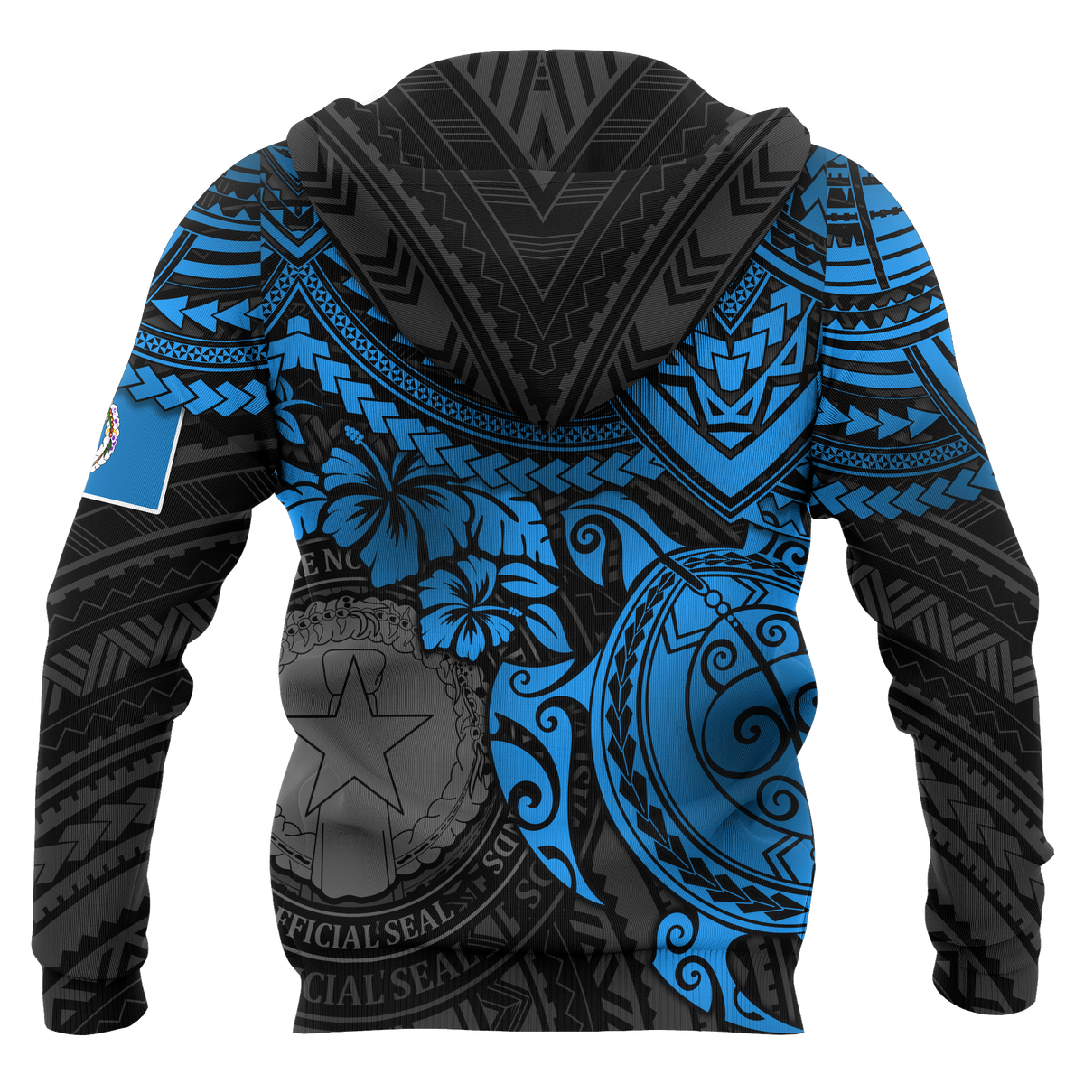 Northern Mariana Islands Polynesian Hoodie Blue Turtle - Polynesian Pride