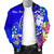 Fiji Custom Personalised Men's Bomber Jacket - Turtle Plumeria (Blue) - Polynesian Pride