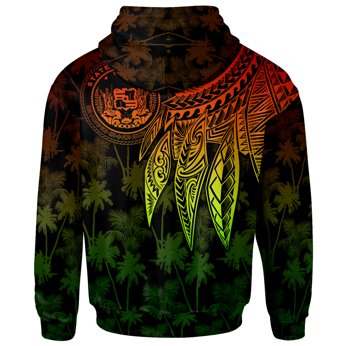Polynesian Hawaii Custom Hoodie Polynesian Wings (Reggae) - Polynesian Pride