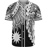Nauru Polynesian Custom Personalised Baseball Shirt - Tribal Wave Tattoo White Unisex White - Polynesian Pride