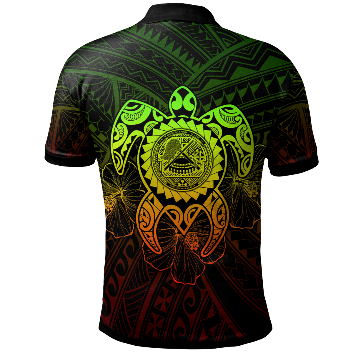 American Samoa Polynesian Custom Polo Shirt Vintage Polynesian Turtle (Reggae) - Polynesian Pride