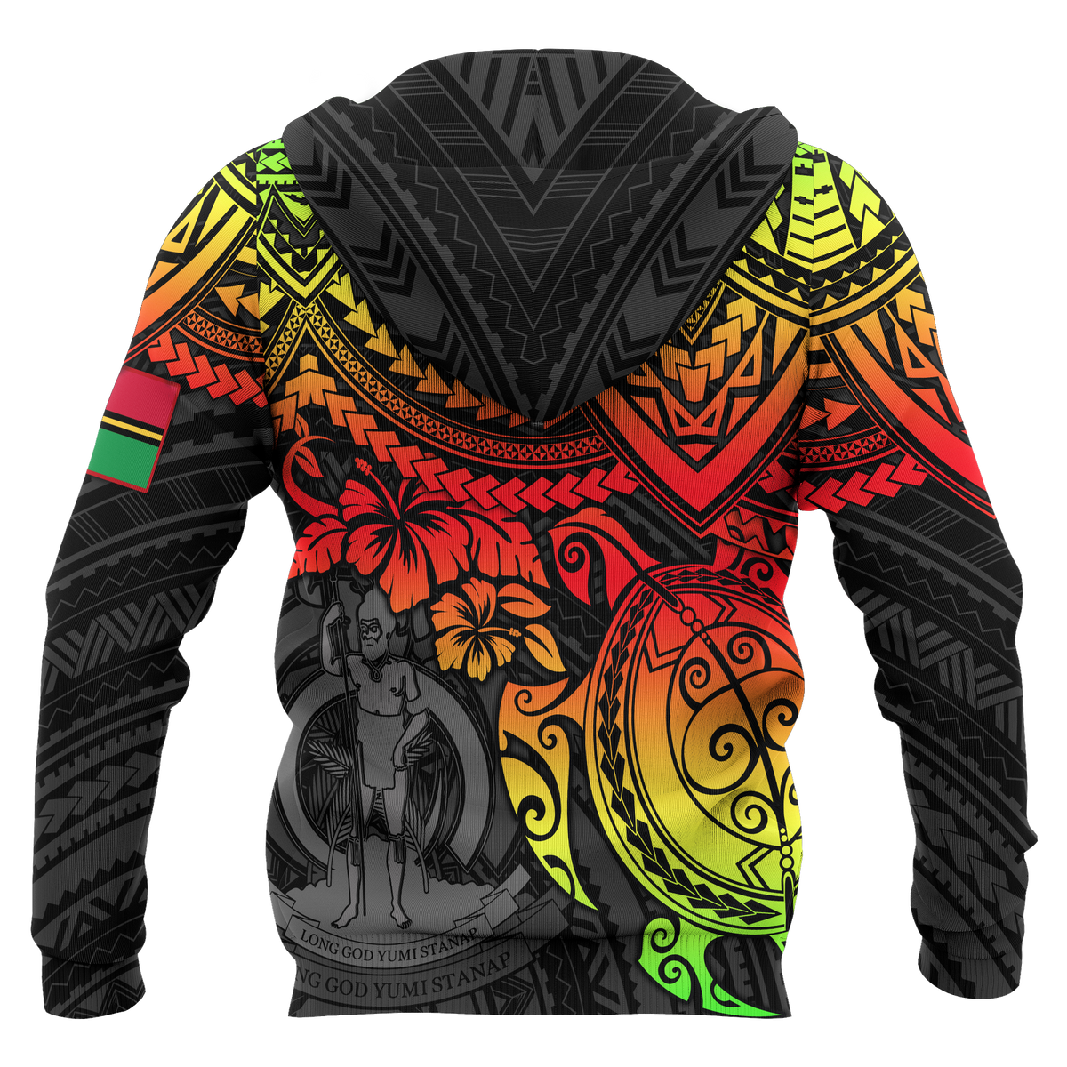 Vanuatu Polynesian Zip up Hoodie Reggae Turtle - Polynesian Pride