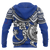 Chuuk Polynesian Hoodie (Zip up) White Turtle (Blue) - Polynesian Pride