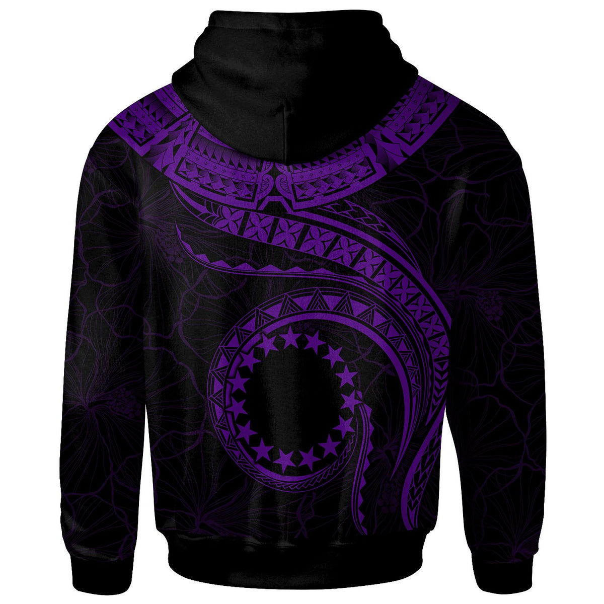 Cook Islands Polynesian Custom Hoodie Cook Islands Waves (Purple) - Polynesian Pride