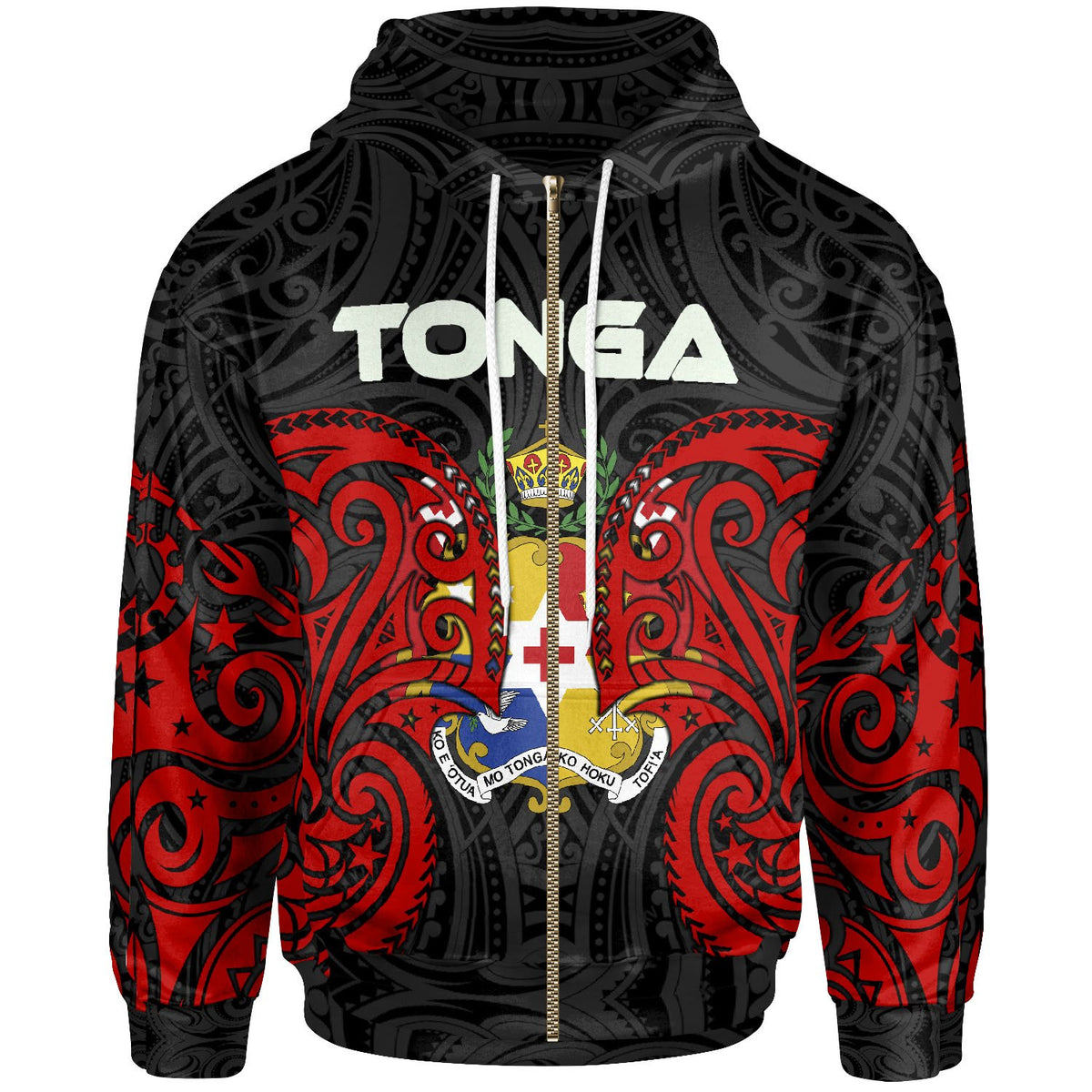 Tonga Polynesian Zip up Hoodie Tongan Spirit Unisex Red - Polynesian Pride