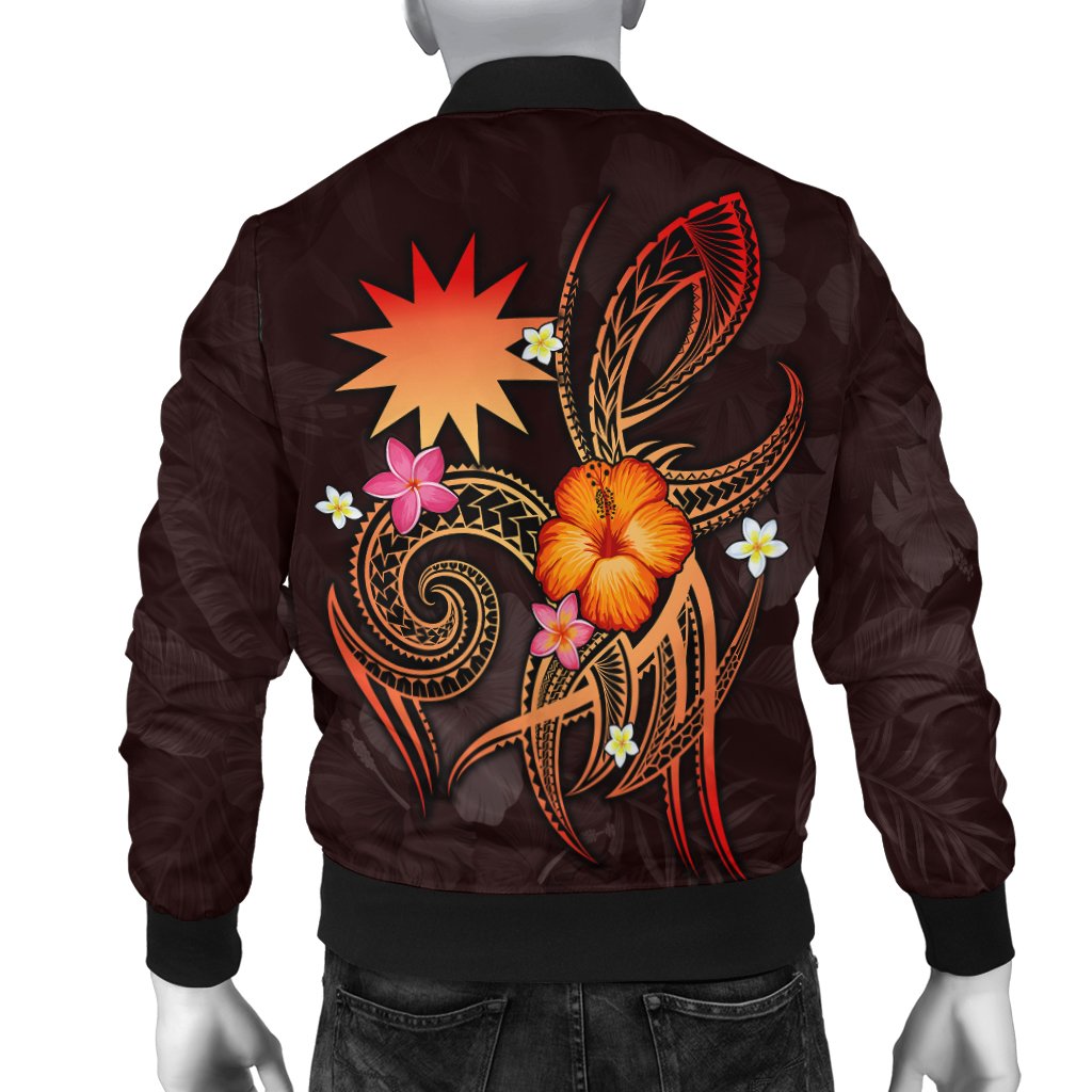 Nauru Polynesian Men's Bomber Jacket - Legend of Nauru (Red) - Polynesian Pride