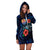 Tahiti Polynesian Hoodie Dress - Blue Turtle Hibiscus - Polynesian Pride