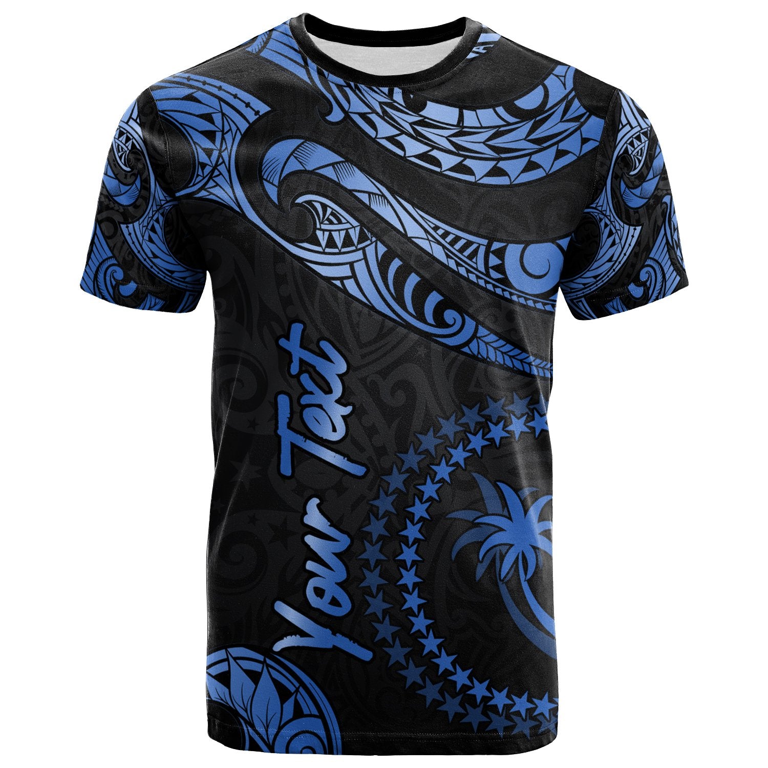 Chuuk Micronesia Custom T Shirt Polynesian Tattoo Blue Version Unisex Blue - Polynesian Pride