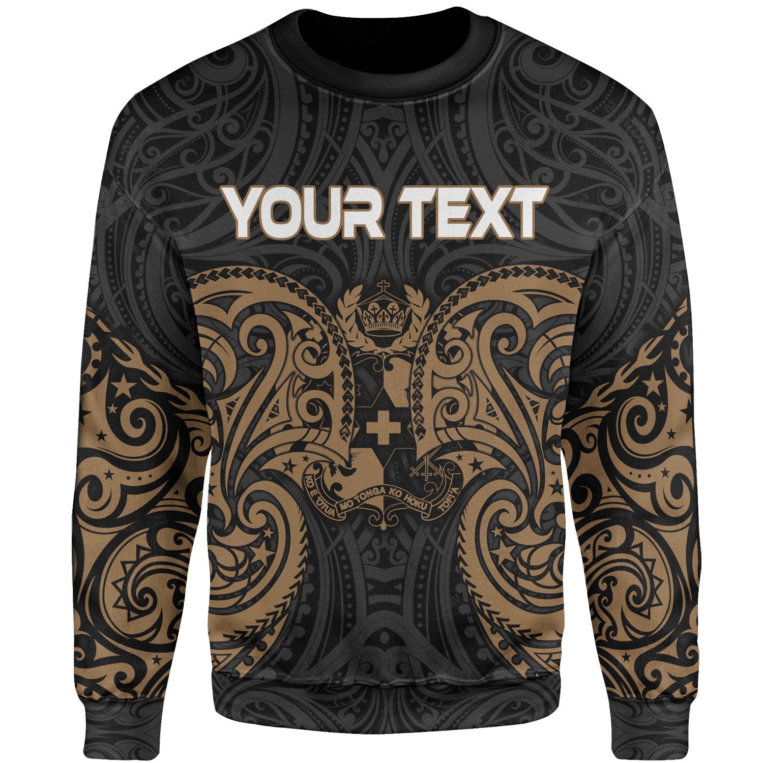 Tonga Polynesian Custom Personalised Sweater - Spirit Style Gold Unisex Gold - Polynesian Pride
