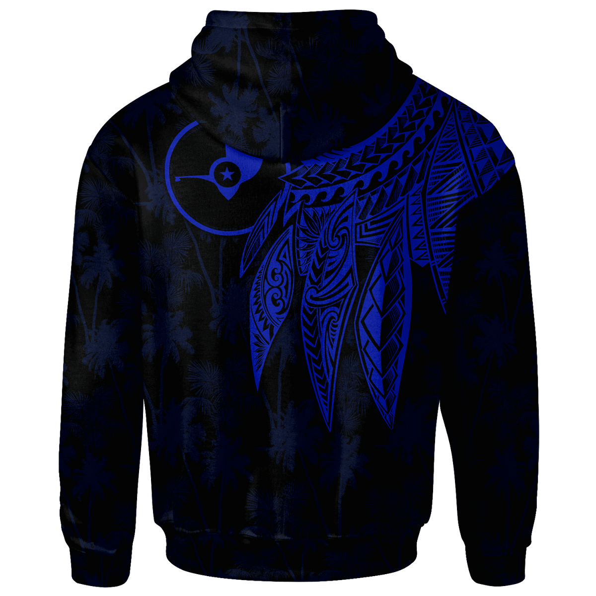 Yap Zip up Hoodie Polynesian Wings (Blue) - Polynesian Pride