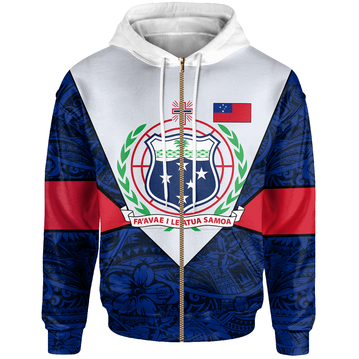 Samoa Polynesian Zip up Hoodie Legend of Samoa Unisex Blue - Polynesian Pride