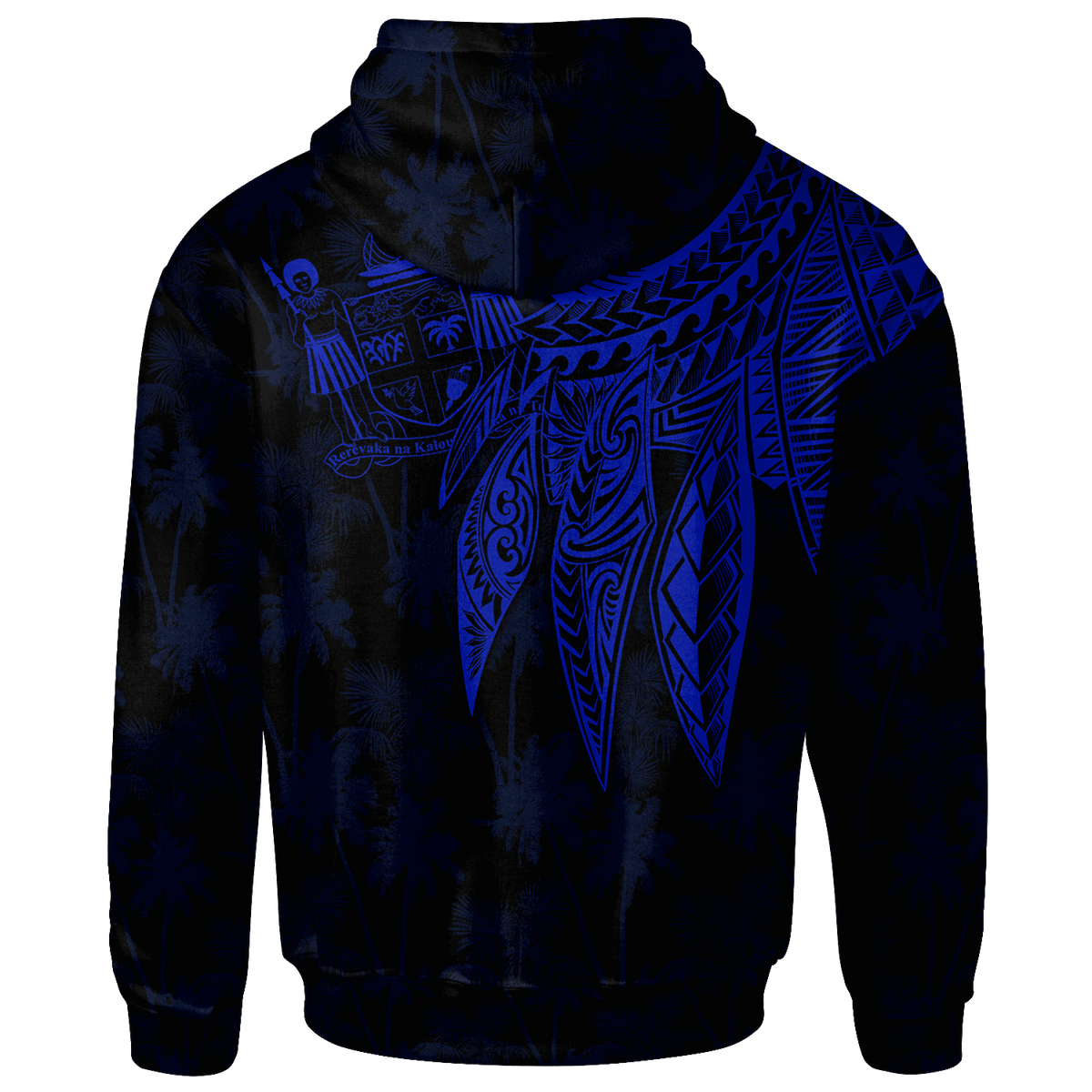 Fiji Custom Zip up Hoodie Polynesian Wings (Blue) - Polynesian Pride