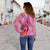 Wallis And Futuna Polynesian Women's Off Shoulder Sweater - Floral With Seal Pink - Polynesian Pride