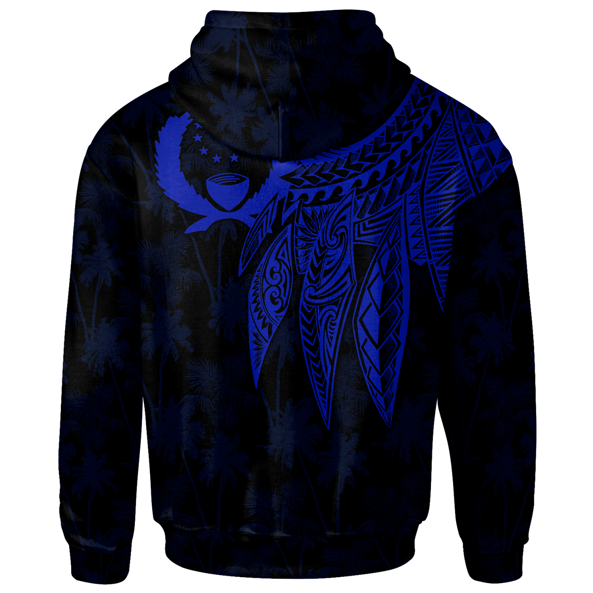 Pohnpei Custom Hoodie Polynesian Wings (Blue) - Polynesian Pride
