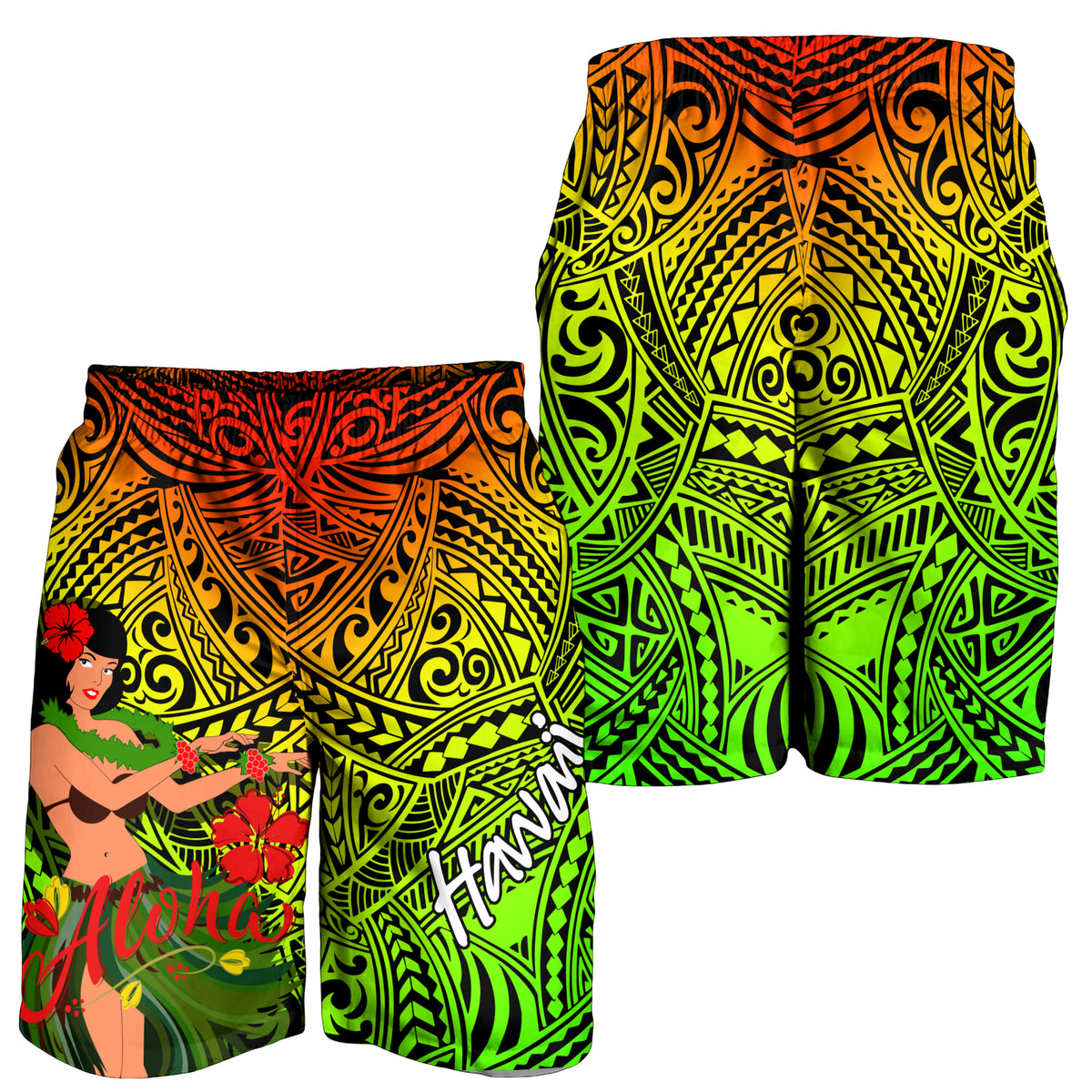 Hawaii Hula Girl Reggae Men Short - LT2 REGGAE - Polynesian Pride