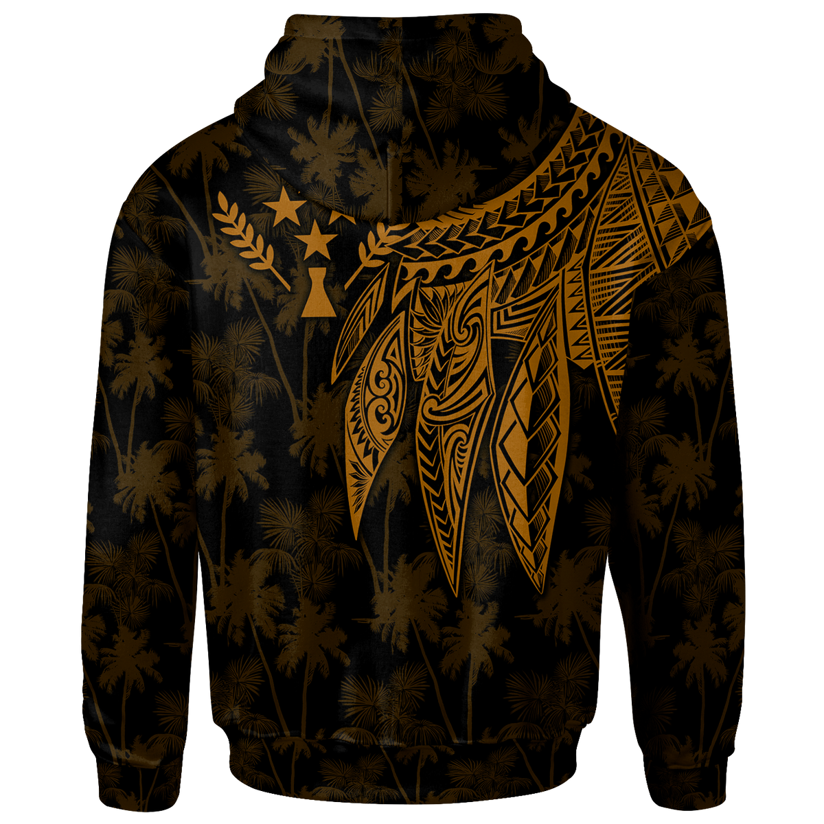 Kosrae Custom Zip up Hoodie Polynesian Wings (Golden) - Polynesian Pride