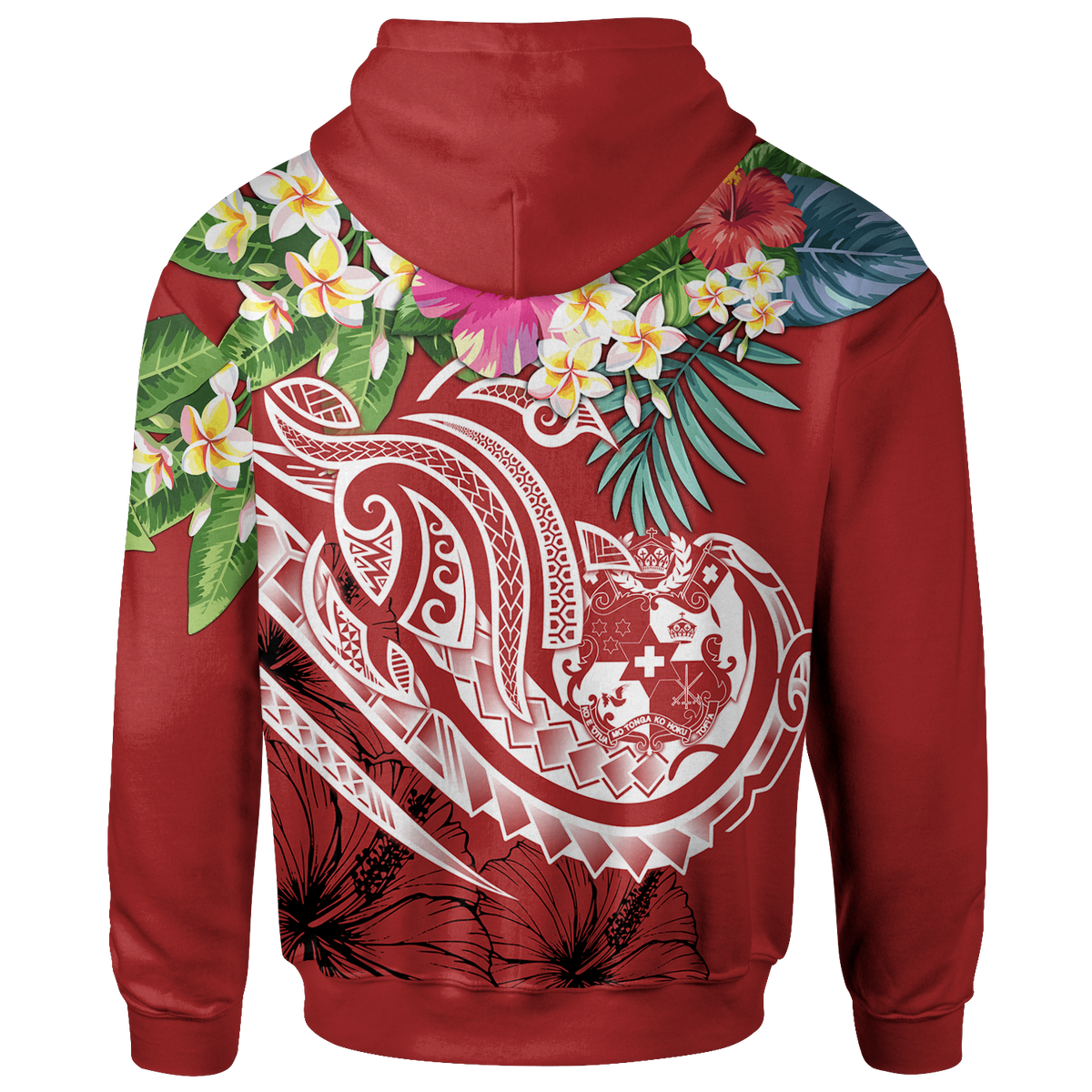 Tonga Polynesian Zip up Hoodie Summer Plumeria (Red) - Polynesian Pride