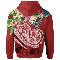 Tonga Polynesian Zip up Hoodie Summer Plumeria (Red) - Polynesian Pride