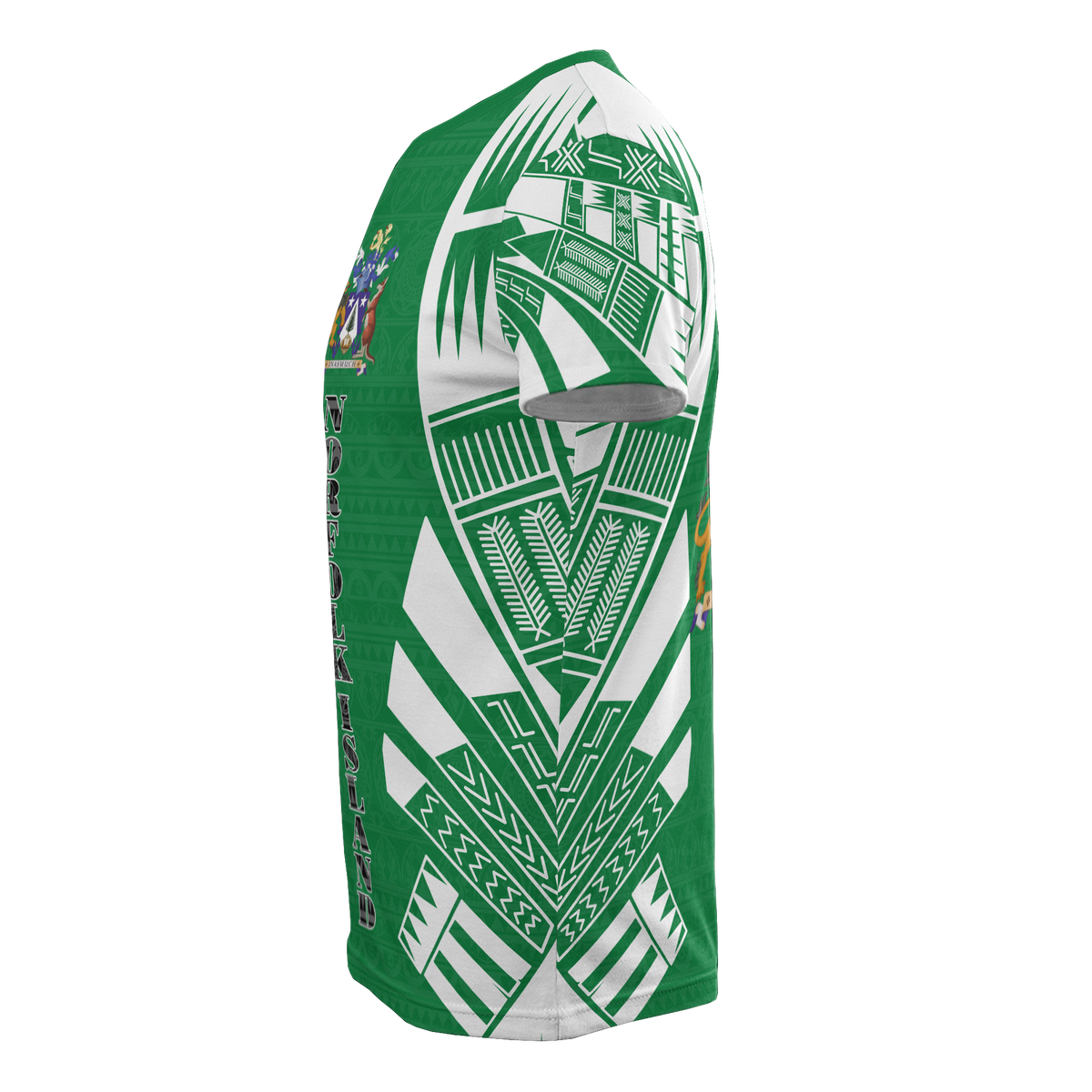 Norfolk Island T Shirt Norfolk Island Coat Of Arms Polynesian Tattoo Green Style - Polynesian Pride