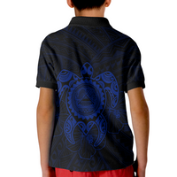 American Samoa Polynesian Polo Shirt Vintage Polynesian Turtle (Blue) - Polynesian Pride