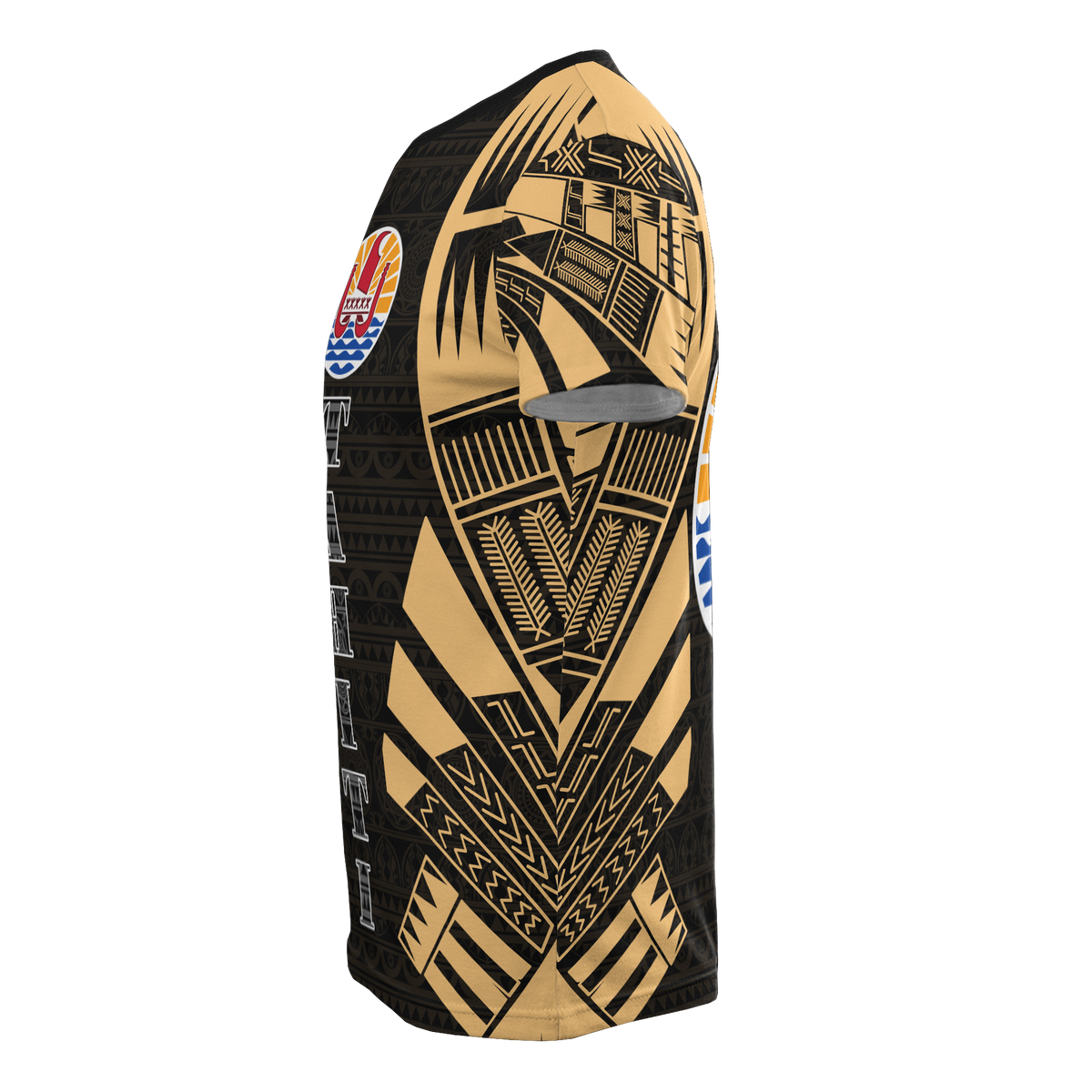 Tahiti T Shirt Tahiti FLag Polynesian Tattoo Gold Style - Polynesian Pride