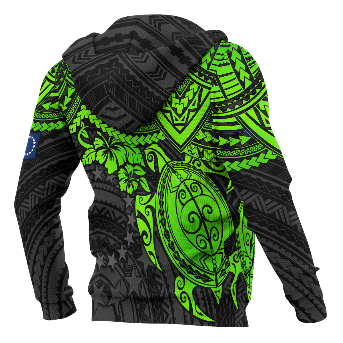 Cook Islands Polynesian Hoodie Green Turtle - Polynesian Pride
