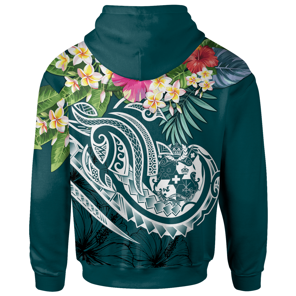 Tonga Polynesian Zip up Hoodie Summer Plumeria (Turquoise) - Polynesian Pride