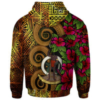 Vanuatu Polynesian Zip up Hoodie Hibiscus Vintage - Polynesian Pride