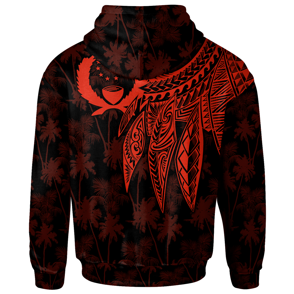 Pohnpei Custom Zip up Hoodie Polynesian Wings (Red) - Polynesian Pride