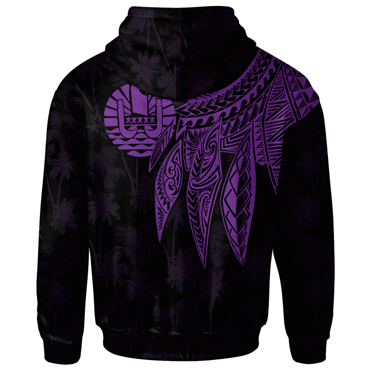 Tahiti Zip up Hoodie Polynesian Wings (Purple) - Polynesian Pride
