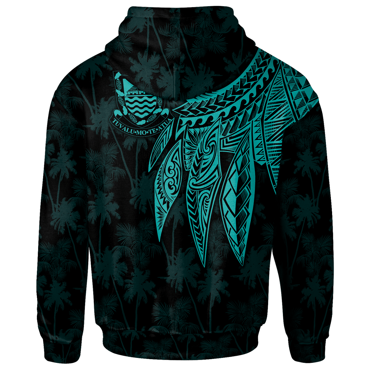 Tuvalu Zip up Hoodie Polynesian Wings (Turquoise) - Polynesian Pride