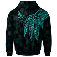 Tuvalu Zip up Hoodie Polynesian Wings (Turquoise) - Polynesian Pride