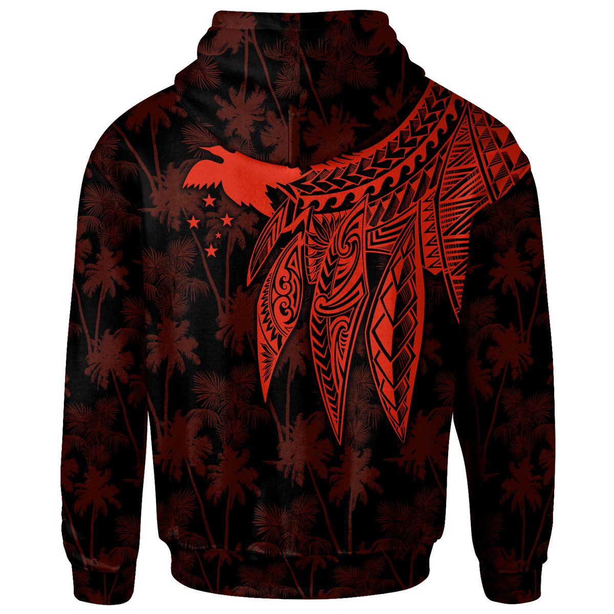 Papua New Guinea Zip up Hoodie Polynesian Wings (Red) - Polynesian Pride