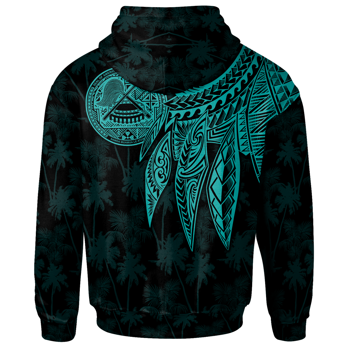 American Samoa Custom Hoodie Polynesian Wings (Turquoise) - Polynesian Pride