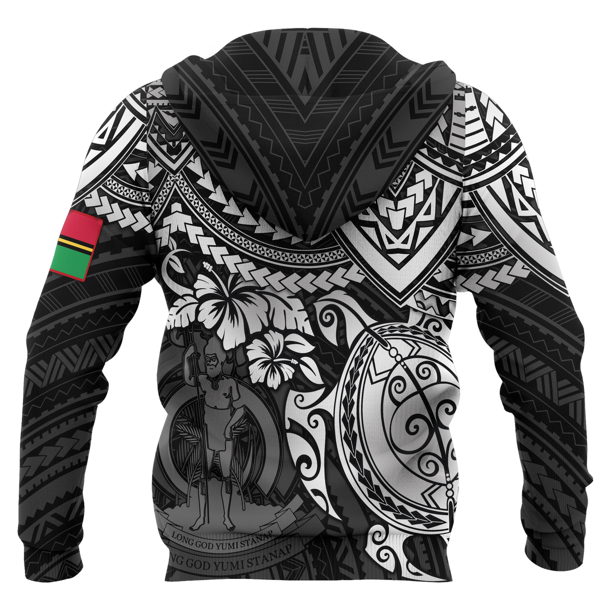 Vanuatu Polynesian Zip up Hoodie White Turtle - Polynesian Pride