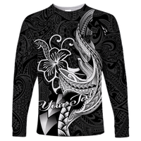 (Custom Personalised) Polynesian Shark Tattoo Hawaii Tribal Long Sleeve Shirt - LT12 Unisex Black - Polynesian Pride