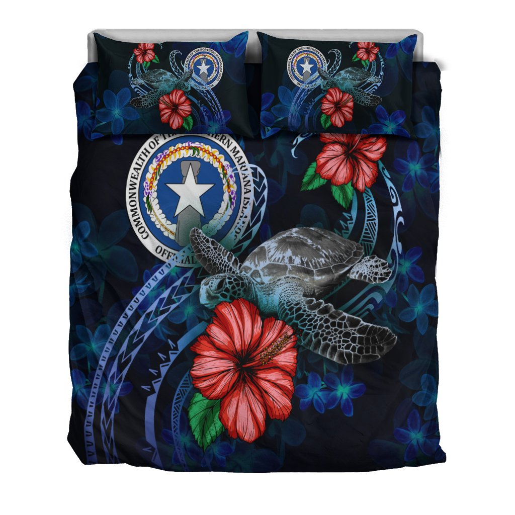 Northern Mariana Islands Polynesian Bedding Set - Blue Turtle Hibiscus - Polynesian Pride